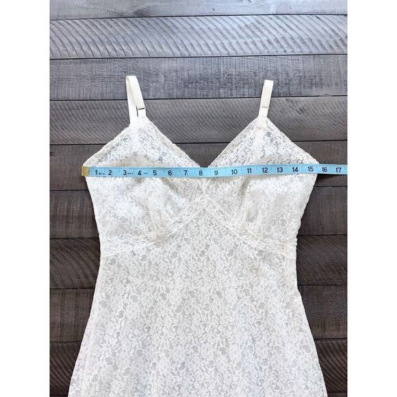 Vintage 50s BEAUTY Dress SLIP Nylon FULL IVORY LACE Lace 32 34 XS S Lingerie - Picture 9 of 15